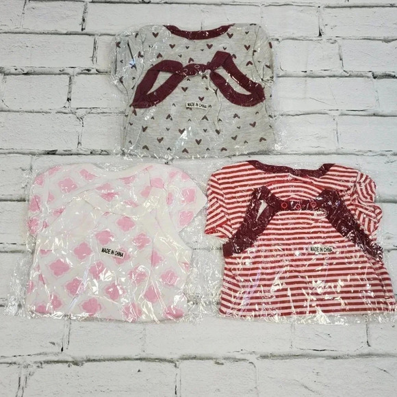 9/12m Baby Girls Bodysuit Basics SET 3, Baby Girls Essential Bodysuit Set 3pcs - Picture 5 of 5